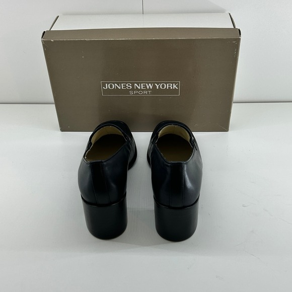 Jones New York Sport Gilligan JS Navy Leather Block Heel Loafers Women's 7M NWT - Picture 7 of 12